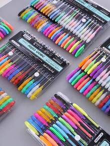 12-60pcs/Set Colorful Ballpoint Pens, 1.0mm Point Neutral Art Bullet Journaling Pens - Multicolor - View 10