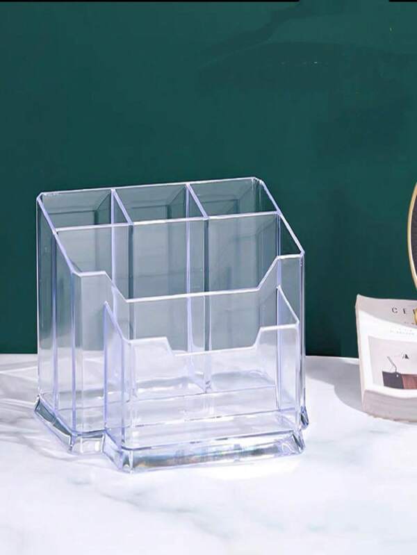 Organizador de Acrílico para pinceles.   Útil para ordenar los pinceles y material de manicura.  De Acrilico resistente.  2 colores translúcido. Rosa  Traslúcido Y transparente 4 divisiones ideales para herramientas.