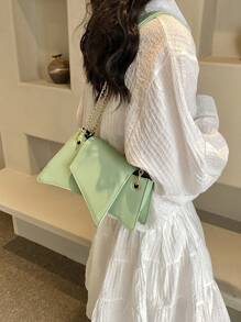 女性時尚純色個性化幾何鏈條包