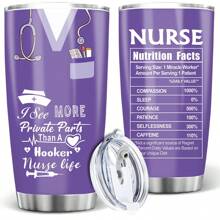 1 PEÇA Presente para Enfermeiras, Copo Térmico Isolado Tipo Garrafa com Tampa, Fatos Nutricionais de Enfermeira - Presente de Apreciação de Enfermeiras, 20 OZ (590ml)