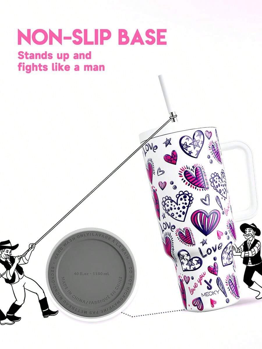 Meoky Tumbler da 40 once con manico e cannuccia, tazza isolata