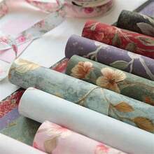 5張/包中式壓花3D花卉包裝紙，花禮包裝材料 - 黑色 - 查看 4