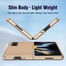 cenmaso 適用於 Samsung Galaxy Z Fold 4 手機的保護殼，超薄啞光噴油皮膚感材質，固色外殼式樣 - 金色 - 查看 7