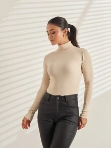 Women Knit Tops - 米色 - 查看 3