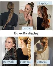 合成長扭曲辮馬尾延伸與橡皮筋24英寸拳擊辮發延伸，適用於女性日常使用