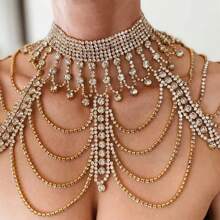 1 pièce Bijou d'épaule col élegant grand collier pour femmes robe épaule dénudée robe de mariée accessoires d'épaule