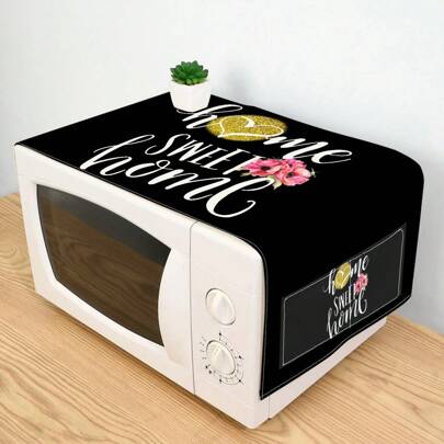 1 pieza Funda antipolvo multifuncional para microondas, lavadora y refrigerador con diseño de texto negro simple "Sweet Home"