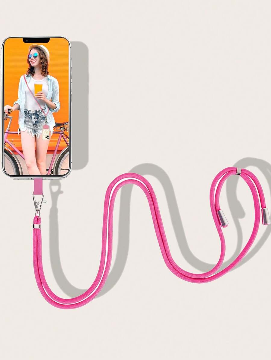 1入組通用手機掛繩套裝，多彩色，適用於所有手機型號，適用於遛狗，運動，旅遊，手機掛帶，肩帶，斜跨帶 - 玫紅色 - 查看 1