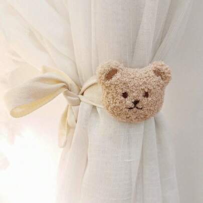 zootime 1pc Beige Bear Shaped Curtain Tieback, Cute 3D Cartoon Nordic Style Window Drapery Holdback, Ideal For Newborn's Room Decor Or Gift Love Valentine