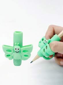 2/4pcs Green TPR Butterfly Shaped 3-Finger Pencil Grip Correction Tools, Writing Training & Educational Supplies, Ergonomic Design - Multicolor - View 17