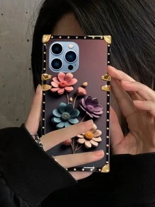 Apple 1pc Floral Pattern Rectangle Shockproof Phone Case Compatible With Iphone Galaxy OPPO Realme Redmi Note12 Pro+ 5G/Note13 Pro, Vivo Y36 5G. The Phone Case Will Display Different Colors Under Different Lighting, And There Is A Protective Film On The Pattern, Please Remove It Before Use. - Multicolor - View 7