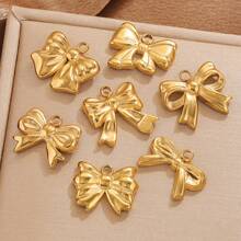5pcs 304 Stainless Steel Bow 18K Gold Plated Charms Daily Wear Women's Jewelry Pendants DIY Jewelry Accessories Earrings Bracelets Jewelry Making Valentines
