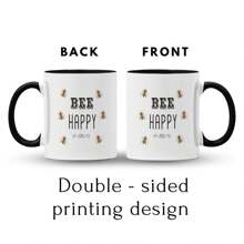 1只「Bee Happy」咖啡杯，蜜蜂圖案靈感的啟發性咖啡杯，可愛的蜜蜂設計，具啟發性的咖啡杯，茶杯，適合他的獨特禮物，杯子禮物，11盎司 - 彩色 - 查看 7