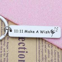 1pc Dandelion Wishing Metal Engraved 11:11 Make A Wish Keychain Spiritual Keyring Gift For Wish Lover - Silvery - View 3