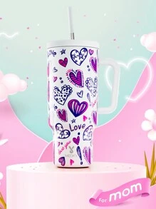 40oz Tumbler With Handle And Straw, Insulated Cup, Vacuum Insulated Water Bottle, Tumbler With Lid And Straw, Insulated Stainless Steel Travel Mug, 100% Leak-Proof, Keeps Cold For 34 Hours, Mothers Day Gifts For Mom (Best Mother) - White - View 3