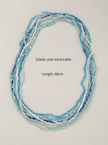 7pcs Bohemian Style Waist Chain With Blue Ocean Themed Glass Seed Beads - Blue - View 3