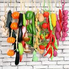 1 pezzo/5 pezzi Decorazione con frutta e verdura finta a stringa, modello di verdura a parete appeso, finto ornamento di verdura per la casa, decorazione appesa in plastica - Mango - Visualizzare 3