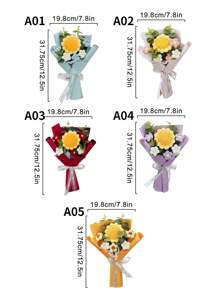 1 件人造花向日葵成品花束，手工钩编针织花，情人节礼物，适合家居装饰、派对装饰、情人节、礼物 - 彩色 - 查看 8