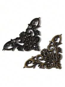 4pcs Vintage Style Wooden Box Corner Protectors With Hollow Out Design - Bronze - View 7