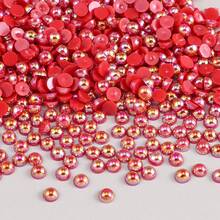 1000顆4mm扁平後背半圓形樹脂珍珠AB鑲嵌水鑽，DIY手工藝品適用於玻璃、杯子、指甲、鞋子、配件裝飾 - 彩色 - 查看 12