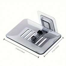 1入組排水肥皂架，1入組肥皂盒，1入組掛壁式水晶肥皂盤，1入組無需鑽孔的肥皂架，浴室和淋浴間收納組織和容器 - 彩色 - 查看 10