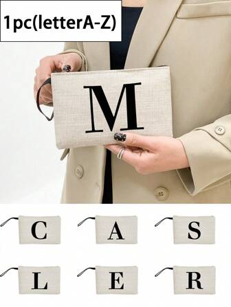 1 szt. List nadrukowany lniany woreczek na zamek błyskawiczny kosmetyczka damski prezent urodzinowy dla nauczyciela prezent z podziękowaniem torba podróżna do przechowywania: idealny wybór dla urody na świeżym powietrzu! To prezent dla matek przyjaciółek druhenek uczniów wracających do szkoły nauczycieli odpowiedni do codziennego użytku wakacje plaża podróż dojazdy do pracy piknik kemping supermarket codzienne przechowywanie (z losowym kierunkiem ręcznej liny i losowym stylem zamka) dla kobiet portfel mini portfel portmonetka portfel na nadgarstek portfel na monety