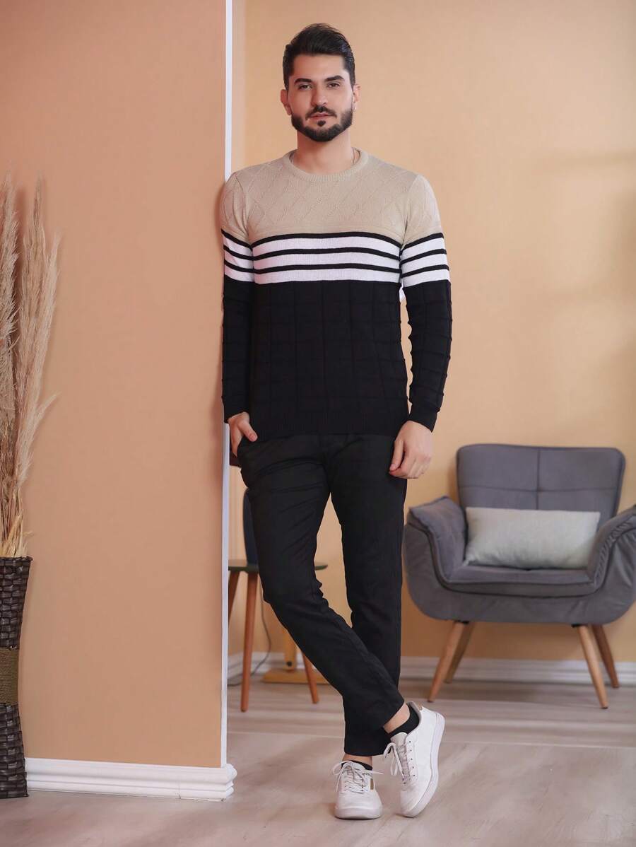 Men Sweaters - كاكي - مشاهدة 1