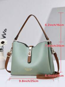 PLANEE Women's Small Bucket Bag 2024 New Fashion Portable PU Handbag Large Capacity Crossbody Bag Lightweight Luxury Shoulder Bag Contrast Color, Best Mother's Day Gift - Mint Green - View 2