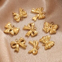 5pcs 304 Stainless Steel Bow 18K Gold Plated Charms Daily Wear Women's Jewelry Pendants DIY Jewelry Accessories Earrings Bracelets Jewelry Making Valentines