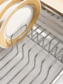1 Giá Để Bát Đĩa, Giá Phơi Bát Đĩa Có Khay Xả Và Hộp Đựng Đồ Dùng, Bộ sắp xếp lưu trữ tiết kiệm không gian dung lượng lớn, Cho mặt bàn bếp, Dụng cụ sắp xếp và lưu trữ nhà bếp, Phụ kiện nhà bếp Giá phơi bát đĩa cho quầy bếp - trắng - Xem 7