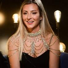 1 pièce Bijou d'épaule col élegant grand collier pour femmes robe épaule dénudée robe de mariée accessoires d'épaule
