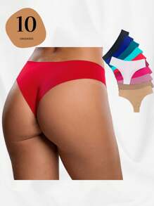 Kit com 10 Calcinhas Femininas Sem Costura Microfibra