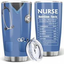 1 PEÇA Presente para Enfermeiras, Copo Térmico Isolado Tipo Garrafa com Tampa, Fatos Nutricionais de Enfermeira - Presente de Apreciação de Enfermeiras, 20 OZ (590ml)