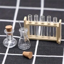 9pcs/Set Mini Simulated Glass Test Tube Measuring Cup Set, Miniature Laboratory Scene Props For Model Making, Decoration Accessories, Miniature Science Ornament - Multicolor - View 8