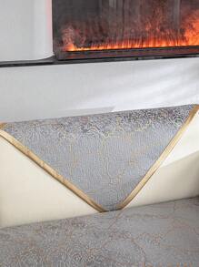 1pc Noble Jacquard Waterproof Sofa Cover With Golden Borders, Suitable For 1/2/3/4 Seater Sofa, All Seasons