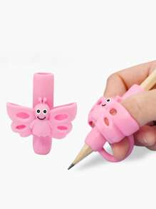 2/4pcs Green TPR Butterfly Shaped 3-Finger Pencil Grip Correction Tools, Writing Training & Educational Supplies, Ergonomic Design - Multicolor - View 14