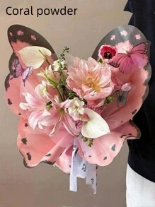 10pcs/5set Butterfly Shaped DIY Flower Wrapping Paper, Handmade Gift Wrapping Material, Creative Butterfly Wing Bouquet Packaging