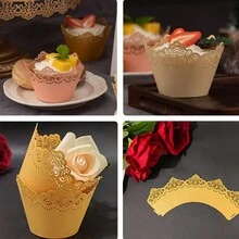 5 Chiếc, Phong Cách Châu Âu Cắt Laser Rỗng Nướng Bao Bì Hoa Cụm Giấy Cupcake Biên Giới Tự Làm Bánh Muffin Ly - Số lượng - Xem 3