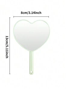 1pc Heart Shaped Portable Plastic Handheld Mirror, High Definition Handle Mirror Makeup Mirror, Cute Glass Mirror For Women - Multicolor - View 2