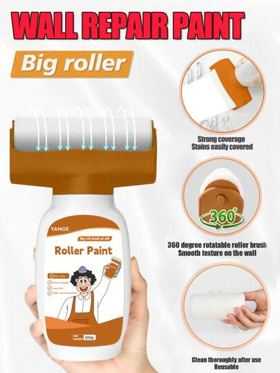 每瓶500克牆面漆滾筒覆蓋乳膠漆，大容量家用牆面污漬霉菌修補漆