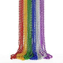 12pcs Mardi Gras Beaded Necklace, Multicolored Plastic Bead Necklace Party Costume Jewelry, Festival Decorations - Multicolor - View 1