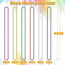 12pcs Mardi Gras Beaded Necklace, Multicolored Plastic Bead Necklace Party Costume Jewelry, Festival Decorations - Multicolor - View 4