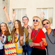 12pcs Mardi Gras Beaded Necklace, Multicolored Plastic Bead Necklace Party Costume Jewelry, Festival Decorations - Multicolor - View 6