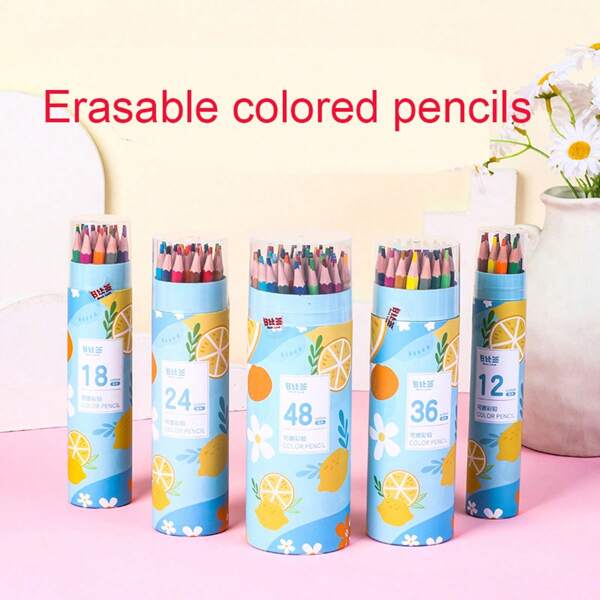 1 cubo de 48 lápices de colores borrables, adecuados para estudiantes, creación de arte al regreso a la escuela, garabatear, dibujar