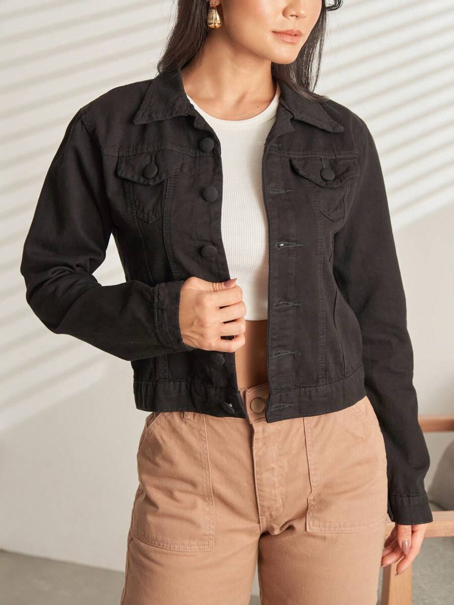 Women Denim Jackets & Coats - màu đen - Xem 1