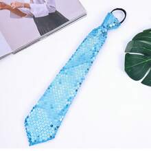 1pc Sequined Zipper Ties For Men, Glitter Sparkly Paillette Adjustable Pre-Tied Zip Necktie, Shinning Sequins Dance Party Magic Show Stage Performance Costume Tie