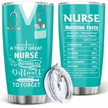 1 PEÇA Presente para Enfermeiras, Copo Térmico Isolado Tipo Garrafa com Tampa, Fatos Nutricionais de Enfermeira - Presente de Apreciação de Enfermeiras, 20 OZ (590ml)