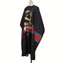 Large Size Hairdressing Gown, Professional Salon Apron With Neck Brush - Black - View 3