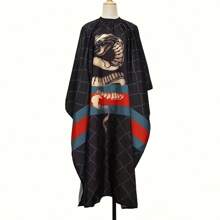 Large Size Hairdressing Gown, Professional Salon Apron With Neck Brush - Black - View 2