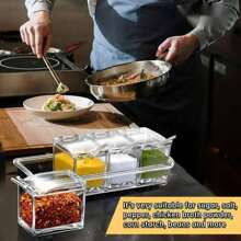 4 Stücke/Set Gewürzbox für die Küche mit mehreren Fächern, transparente Aufbewahrungsbox für Gewürze, Feuchtigkeitsgeschützte Gewürzbox, Zuckerdose mit Deckel, Küchenhelfer, Wohnungsnotwendigkeiten